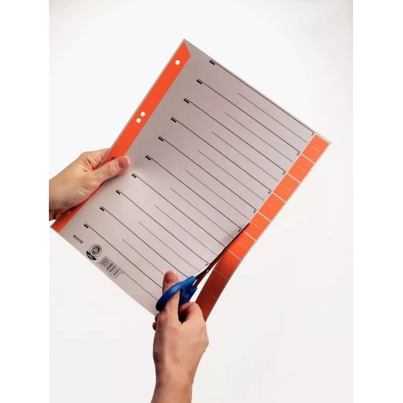 LEITZ A4 īpaši platais kartona nodalītājs, 230gsm, pelēks ar dzeltenām tukšām cilnēm, 10 daļu komplekts 1652-00-15