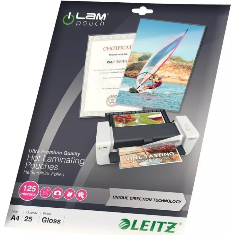 Leitz A4 laminēšanas kabatas spīdīgas Crystal Clear 125 mikroni, 25 gab. 7482-00-00