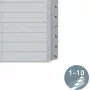 LEITZ A5 plastmasas atdalītāji ar numuriem 1-10, pelēki, 10 daļas, polipropilēns, 0,12 mm, ar rakstāmu vāku 1285-00-00