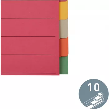 LEITZ Īpaši izturīgi kartona reģistru dalītāji, tukšas cilnes, A4, 10 daļas, daudzkrāsaini, 230 gsm, 5 krāsu krāsots caurkrāsots kartons (4359-00-00)