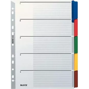 LEITZ Mylar kartona atdalītāji, tukši, A4, 5 daļas, pelēkas cilnes, 160 g/m², ar rakstāmu vāka lapu 4320-00-00