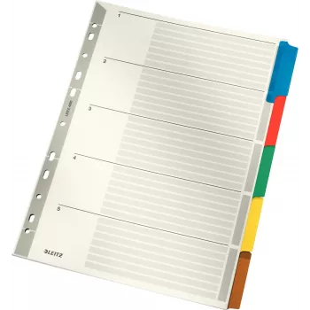 LEITZ Mylar kartona atdalītāji, tukši, A4, 5 daļas, pelēkas cilnes, 160 g/m², ar rakstāmu vāka lapu 4320-00-00