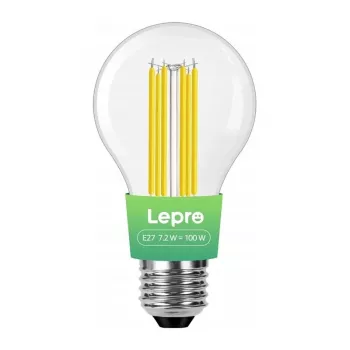 LEPRO 100094-WW-EU E27 Filament LED spuldze, 7.2W (100W ekvivalents), 1521 lm, 2700K silta balta, A60, neregulējama, energoklase F