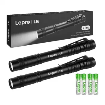 LEPRO 120023-2 2-Pack lukturis, 1000 lūmenu LED taktiskais lukturis, IPX4 ūdensizturīgs, regulējams fokuss, 5 režīmi, aviācijas alumīnijs, melns