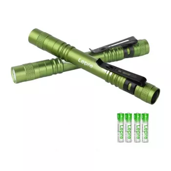 LEPRO 120023L-GN-2 LED kabatas lukturis, 2 iepakojumā, 1000 lūmenu, ar tālummaiņu, IPX4 ūdensizturīgs, 5 režīmi, CREE XPE, melns