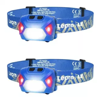 LEPRO 320014-B-2 Divu lukturu komplekts, 1200 lūmenu, USB-C uzlāde, IPX5 ūdensizturīgs, kustību sensors, 5 režīmi