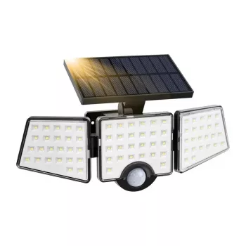 LEPRO WL4000 Saules lampa – 4000LM, IP65, 18W saules panelis ar kustības sensoru un tālvadību, 5M kabelis