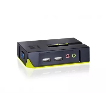 LevelOne KVM-0221 pelēks KVM komutators ar audio, 2x USB-A