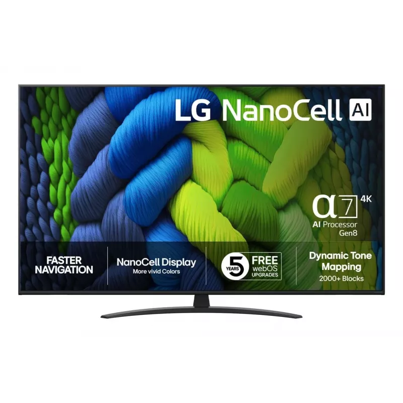 LG 65NANO82A6B 65 inch 4K NanoCell Smart TV ar webOS, HDR10 Pro, α5 Gen5 AI Processor 4K