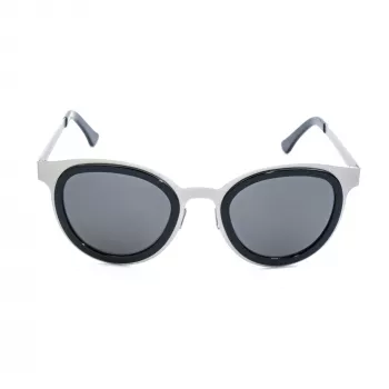 LGR FELI-SILVER01 Unisex saulesbrilles - Sudraba acetāta rāmis, pelēkas polikarbonāta lēcas, UV400 aizsardzība, 47/24/145 mm