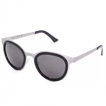 LGR FELI-SILVER01 Unisex saulesbrilles - Sudraba acetāta rāmis, pelēkas polikarbonāta lēcas, UV400 aizsardzība, 47/24/145 mm