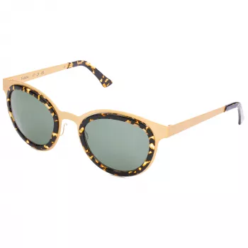 LGR Women's Feli Gold 09 Saulesbrilles - Ar rokām pulēts acetāta rāmis, zaļas CR-39 lēcas, UV400 aizsardzība