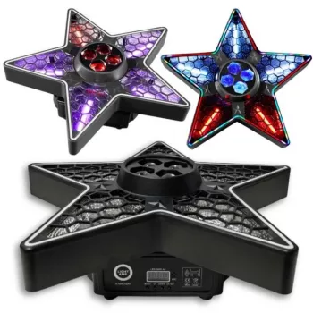 LIGHT4ME STARLIGHT daudzefektu apgaismojuma iekārta ar Derby, Strobe, Lāzeru un UV