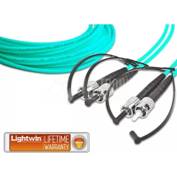 Lightwin LDP-50 ST-ST 5.0 OM3 Duplex daudzmodu optiskās šķiedras savienojuma kabelis, 5 m, akvamarīna, LSZH
