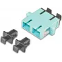 Lightwin LKUP DSC-DSC MM OM3 Duplex SC šķiedras optikas savienotājs, keramikas uzmava, metāla korpuss, aqua, panel montāža