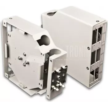 Lightwin LSBI 6DSC industriālā optisko šķiedru savienojumu kārba ar DIN sliedes stiprinājumu, 6x SC Duplex porti, 12 šķiedru ietilpība, IP54 tērauda korpuss, iekļauti OS2 pigtaili