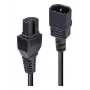 LINDY 1m C14 uz C15 karstumizturīgs strāvas kabelis - IEC C14 vīrietis uz C15 sieviete, H05VV-F, 10A, 250V, melns