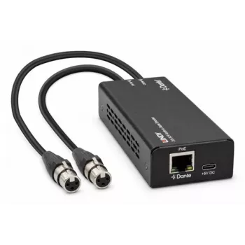 LINDY 2 kanālu XLR audio uz Dante kodētājs, PoE, AES67, 24-bit/96kHz 70618
