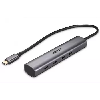 Lindy 4 portu USB 3.2 Gen 2 Type C centrmezgls ar USB Type-C savienojumu (43384)