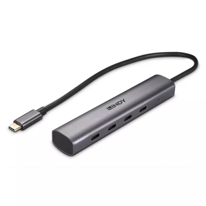 Lindy 4 portu USB 3.2 Gen 2 Type C centrmezgls ar USB Type-C savienojumu (43384)