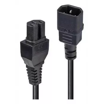 LINDY 5m C14–C15 strāvas kabelis – IEC C14 vīriešu uz IEC C15 sieviešu, 250V 10A, melns