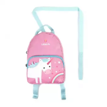 LittleLife Toddler Backpack Face Unicorn 2L Bērnu mugursoma ar noņemamu drošības pavadu