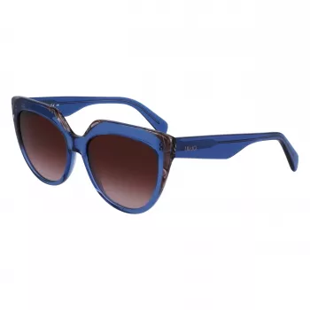 LIU JO Sieviešu Saulesbrilles LJ783S-416 Zils Kaķacs Rāmis Pelēks Gradienta Stikls 55mm