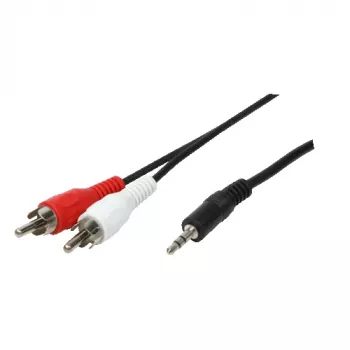 LogiLink 3,5 mm stereo jack uz 2x RCA vīriešu audio kabelis 1,5 m melns