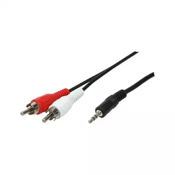 LogiLink 3,5 mm stereo jack uz 2x RCA vīriešu audio kabelis 1,5 m melns