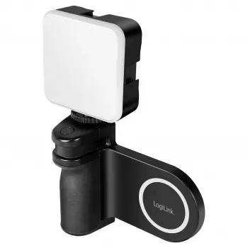 Logilink AA0173 Magnetic Phone Grip ar LED apgaismojumu, Melns, uzlādējams, MagSafe saderīgs, 3 gaismas režīmi