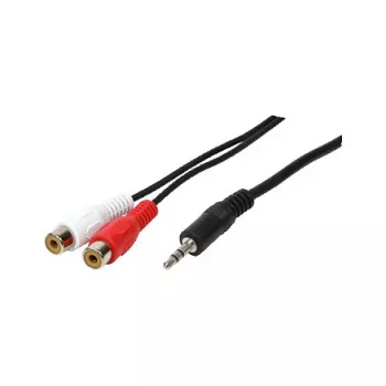 LogiLink audio kabelis, 3,5 mm 3 kontaktu vīrišķais uz 2x RCA sievišķo, melns, 0,2 m