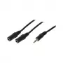 LogiLink audio sadalītāja kabelis, 3,5 mm stereo vīrišķais uz 2x 3,5 mm stereo sievišķais, melns, 0,2 m