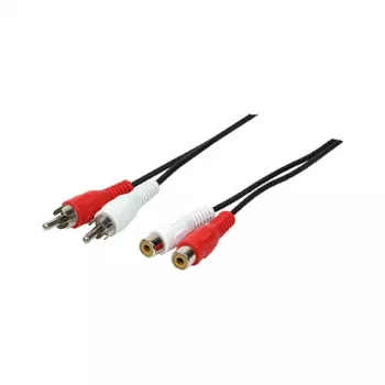 LogiLink CA1037 Audio pagarinājuma kabelis, 2x RCA vīrietis uz 2x RCA sieviete, 5 m, melns