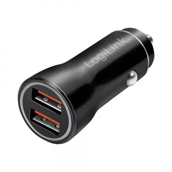 LogiLink PA0285 2-portu USB auto lādētājs 10.5W, LED apgaismots, melns