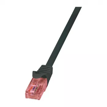 LOGILINK Cat.6 U/UTP neapstrādāta vara ielāpu kabelis, 2m, melns, LSZH, bez aizķeršanās, Gigabit Ethernet, PrimeLine