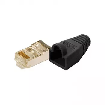 LogiLink Cat5e RJ45 modulārais spraudnis, ekranēts (8P8C), melns – 100 gab. iepakojums