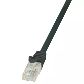 LogiLink CP2023U EconLine Cat6 U/UTP RJ45 ielāpu kabelis - 0.5m, melns, ar aizsardzību pret nofiksēšanu