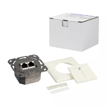 LogiLink DSIT Cat. 6a ekranēta 2 portu RJ45 rozete, iegremdējamā, ziloņkaula krāsā