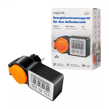 LogiLink EM0007 Enerģijas patēriņa mērītājs āra lietošanai, IP44, 16A, 3680W, Schuko, LCD