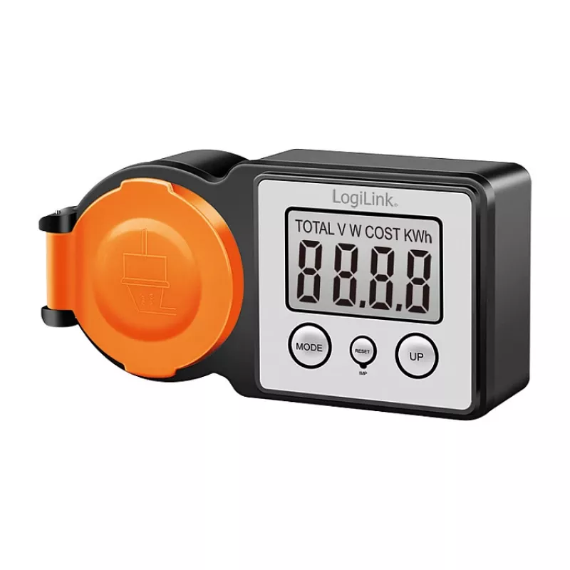 LogiLink enerģijas izmaksu mērītājs Outdoor, LCD displejs, melns/oranžs