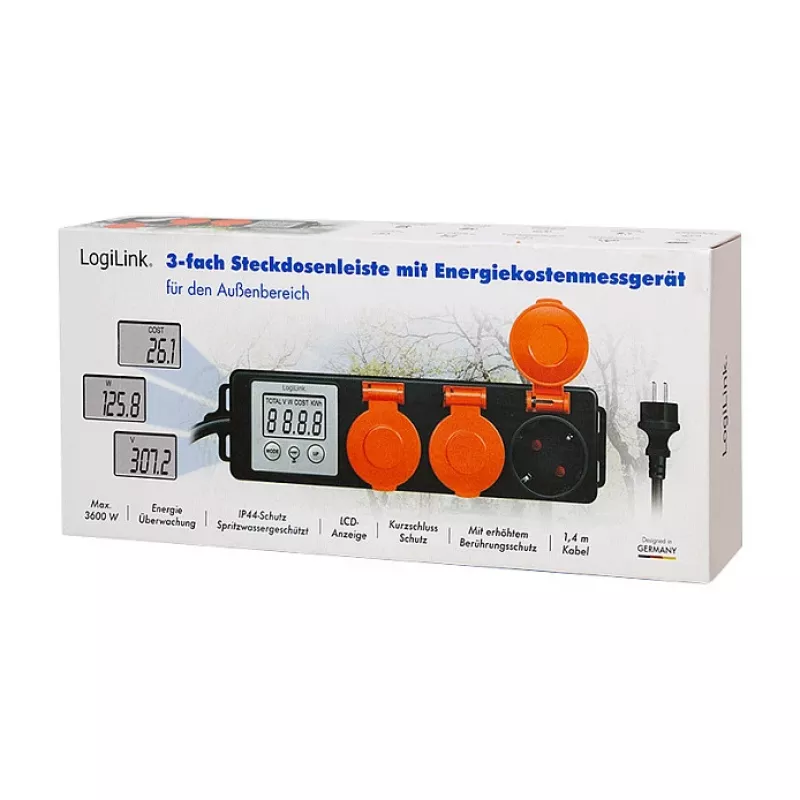 LogiLink energopatēriņa mērītājs ar 3 ligzdām lietošanai ārpus telpām