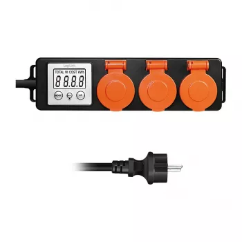 LogiLink Energy Cost Meter ar 3 āra rozetēm, IP44, Schuko, 3680 W
