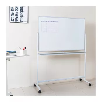 LogiLink EO0064 mobilā abpusējā sausās dzēšanas tāfele, magnētiskais tērauds, alumīnija rāmis, 120x80 cm, balta/sudraba