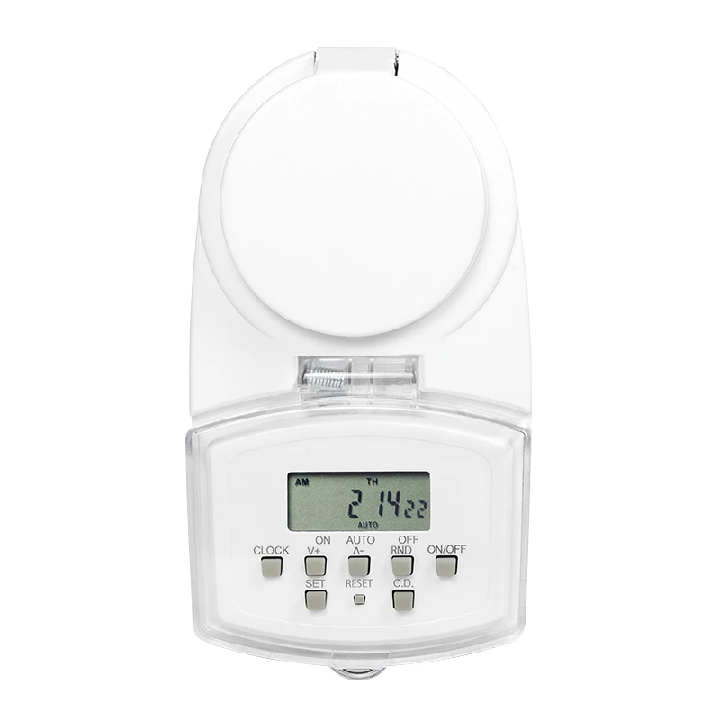 LOGILINK ET0008 āra digitālais taimeris - IP44, 10 ON/OFF programmas, 16A/3680W, Schuko (F tips), Melns/Pelēks