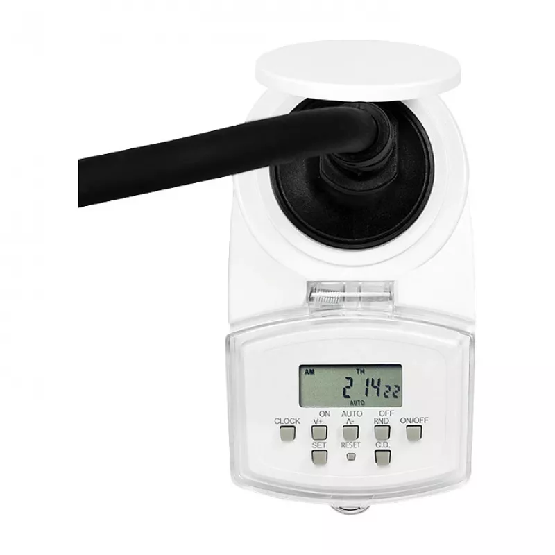 LOGILINK ET0008 āra digitālais taimeris - IP44, 10 ON/OFF programmas, 16A/3680W, Schuko (F tips), Melns/Pelēks