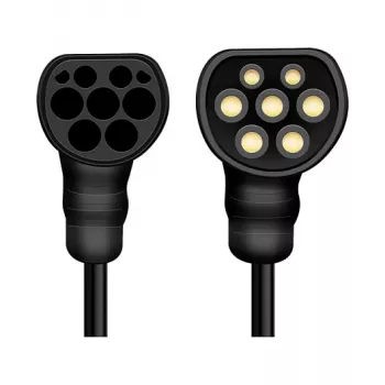 LogiLink EVC0128 Type 2 spirālveida uzlādes kabelis EV, 11kW, 3-fāžu, 20A, 5m, melns ar glabāšanas maisiņu