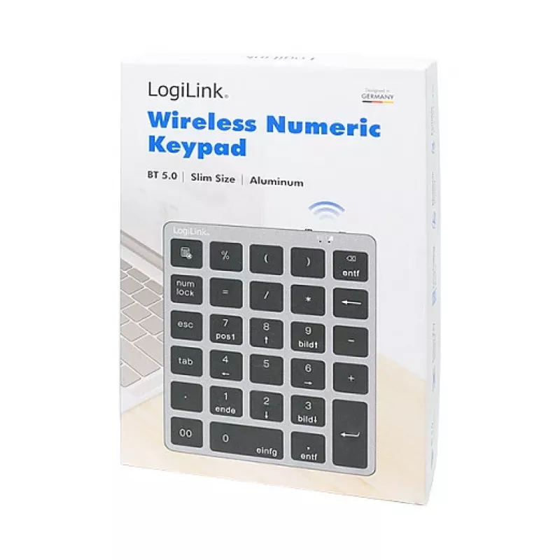 LogiLink ID0212 bezvadu ciparu tastatūra, 28 taustiņi, Bluetooth 5.0, Space Grey