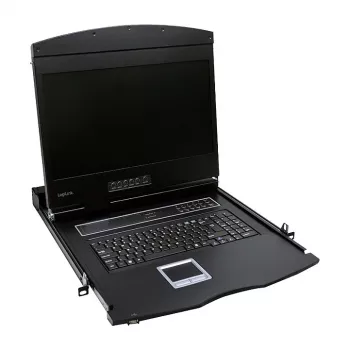 LOGILINK LC902GE KVM Console ar 19 collu LCD ekrānu, VGA, vācu tastatūras izkārtojumu
