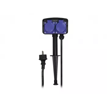 Logilink LPS214 kontaktligzdu bloks, 2 drošības kontaktligzdas, IP44, zemējuma smaile, 2 m kabelis