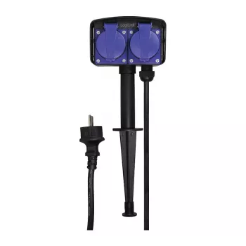 Logilink LPS214 kontaktligzdu bloks, 2 drošības kontaktligzdas, IP44, zemējuma smaile, 2 m kabelis